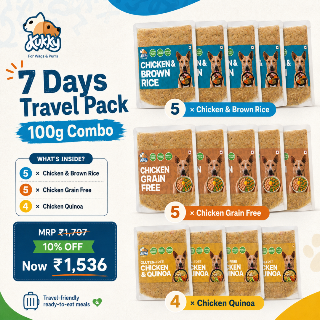 Kukky 7 Days Travel Pack for Dogs – 14 × 100g Ready-to-Eat Chicken Wet Meals