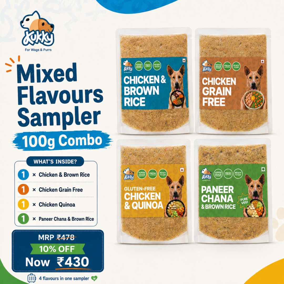 Kukky Mixed Flavours Sampler Pack for Dogs – 4 × 100g Ready-to-Eat Wet Meals