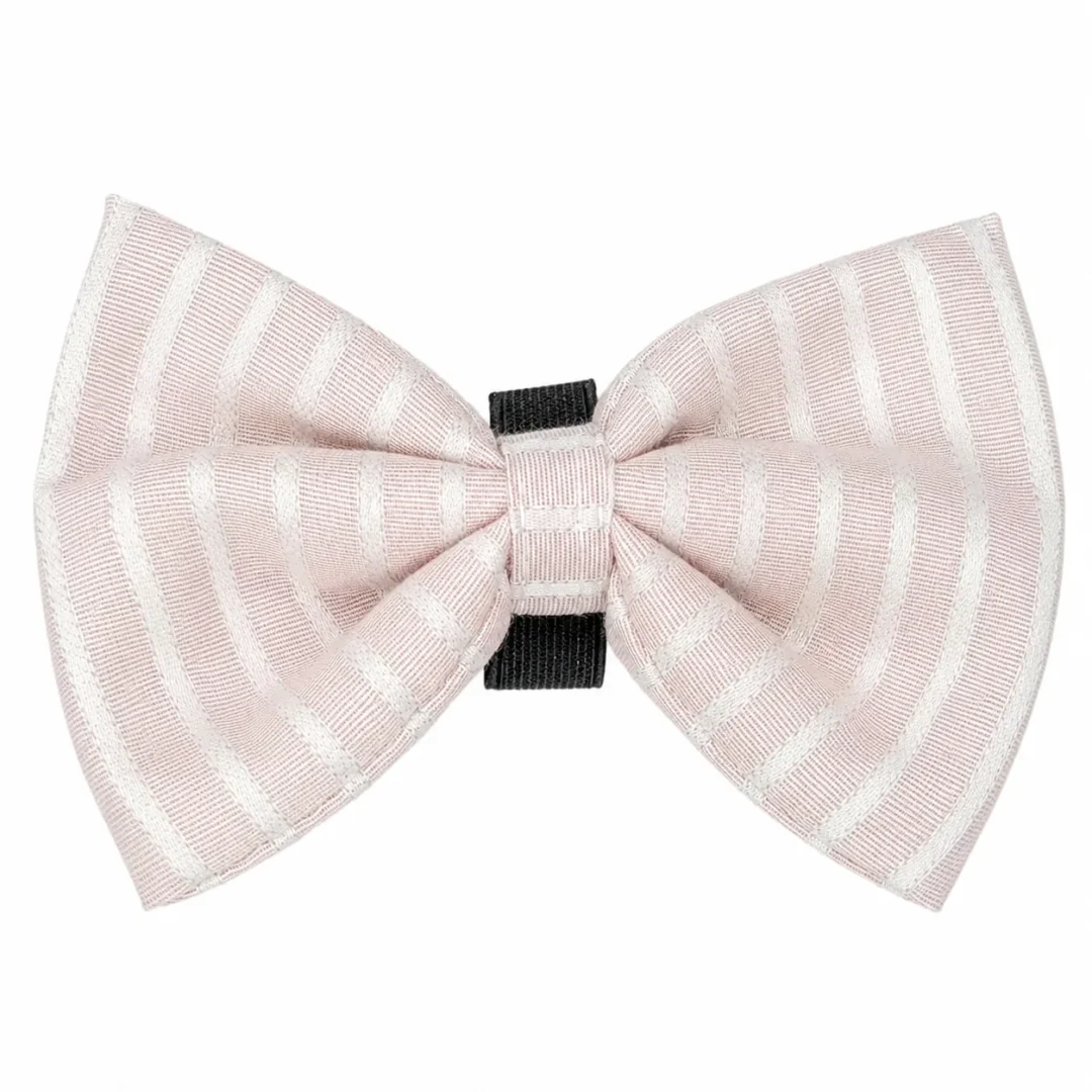 Blush Stripe Handmade Cotton Dog Bow