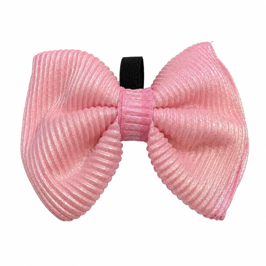 Blush Shimmer Pleated Handmade Dog Bow