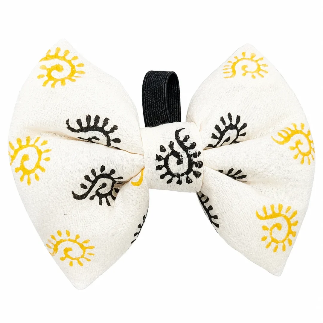 Sunlit Swirl Handmade Cotton Dog Bow