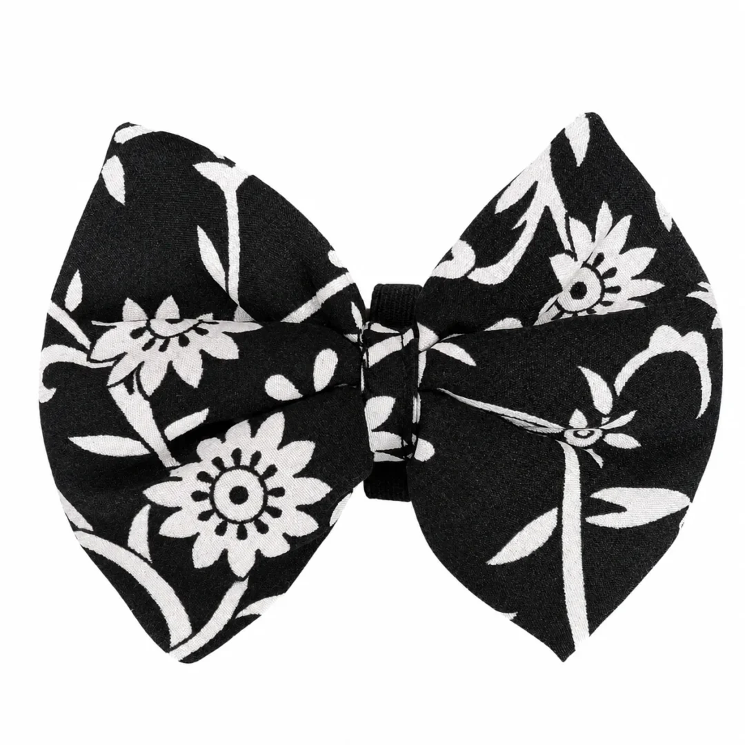 Black Blossom Handmade Cotton Dog Bow