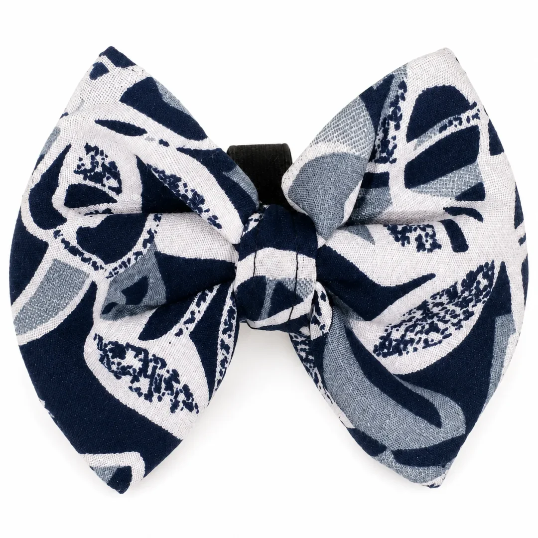 Navy Abstract Cotton Dog Bow