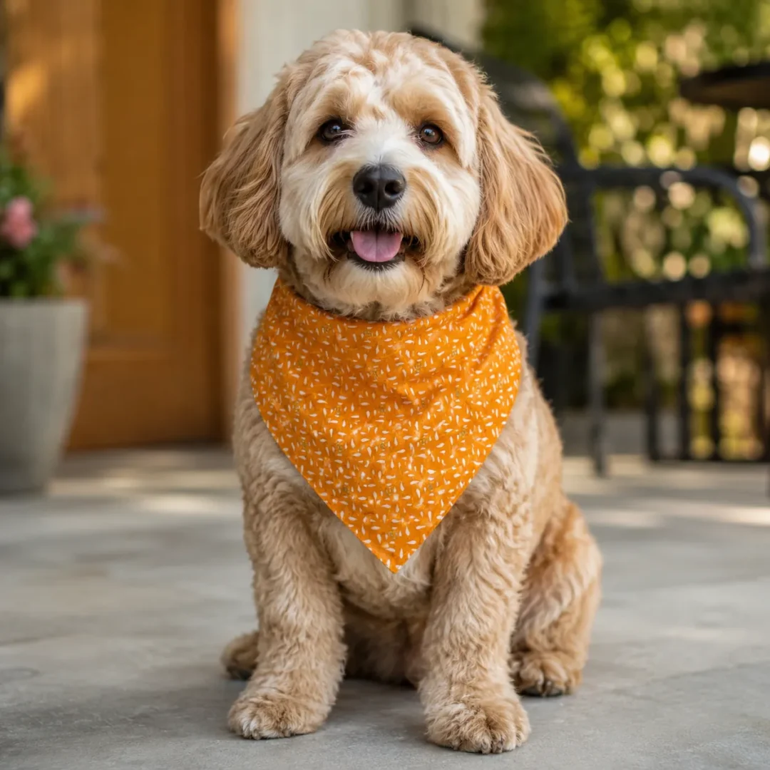 Sunlit Saffron Handmade Cotton Dog Bandana